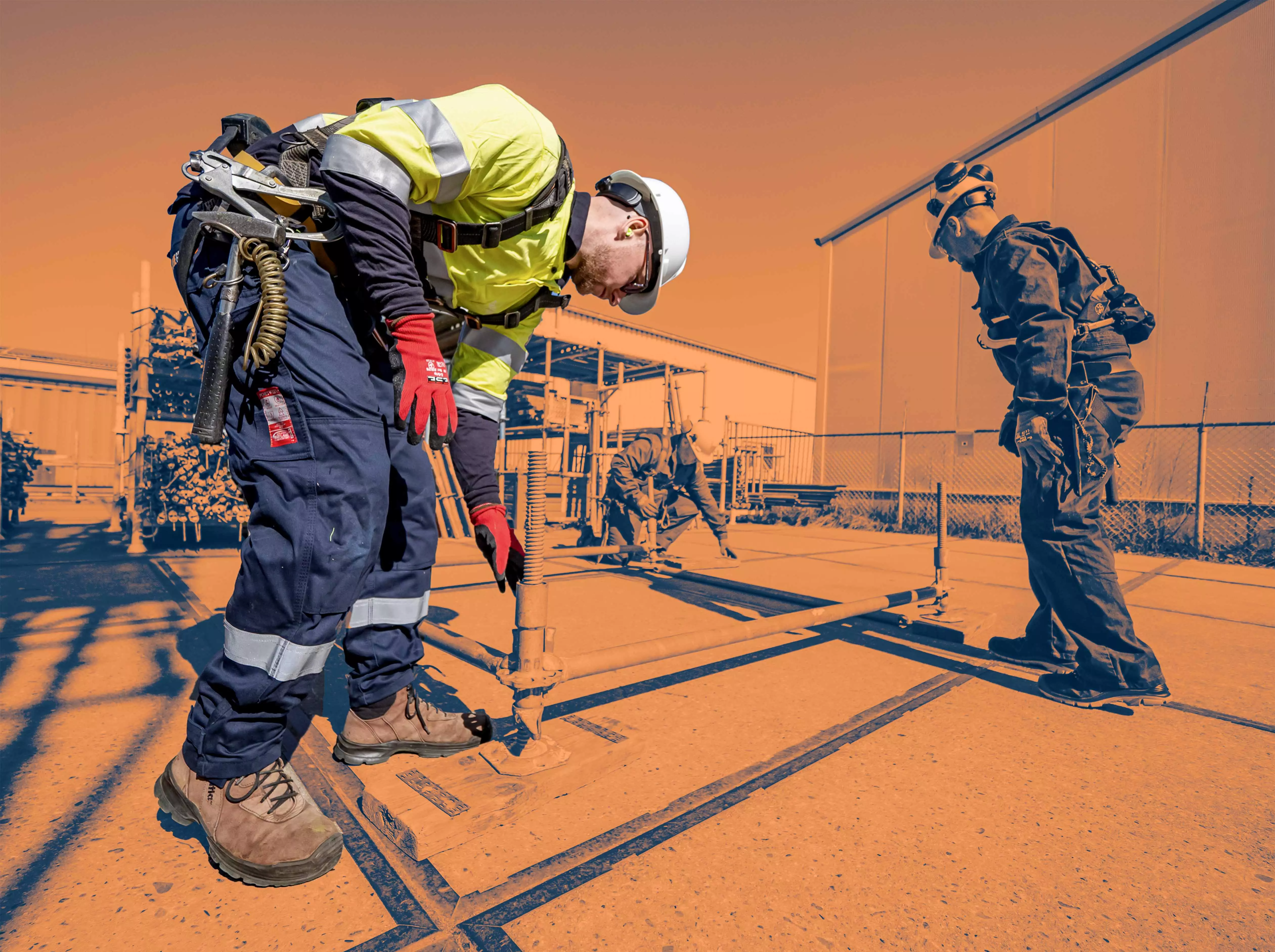 Strong Partnerships Built on Trust Close-up of two construction workers shaking hands while wearing gloves, symbolizing trust and partnership.